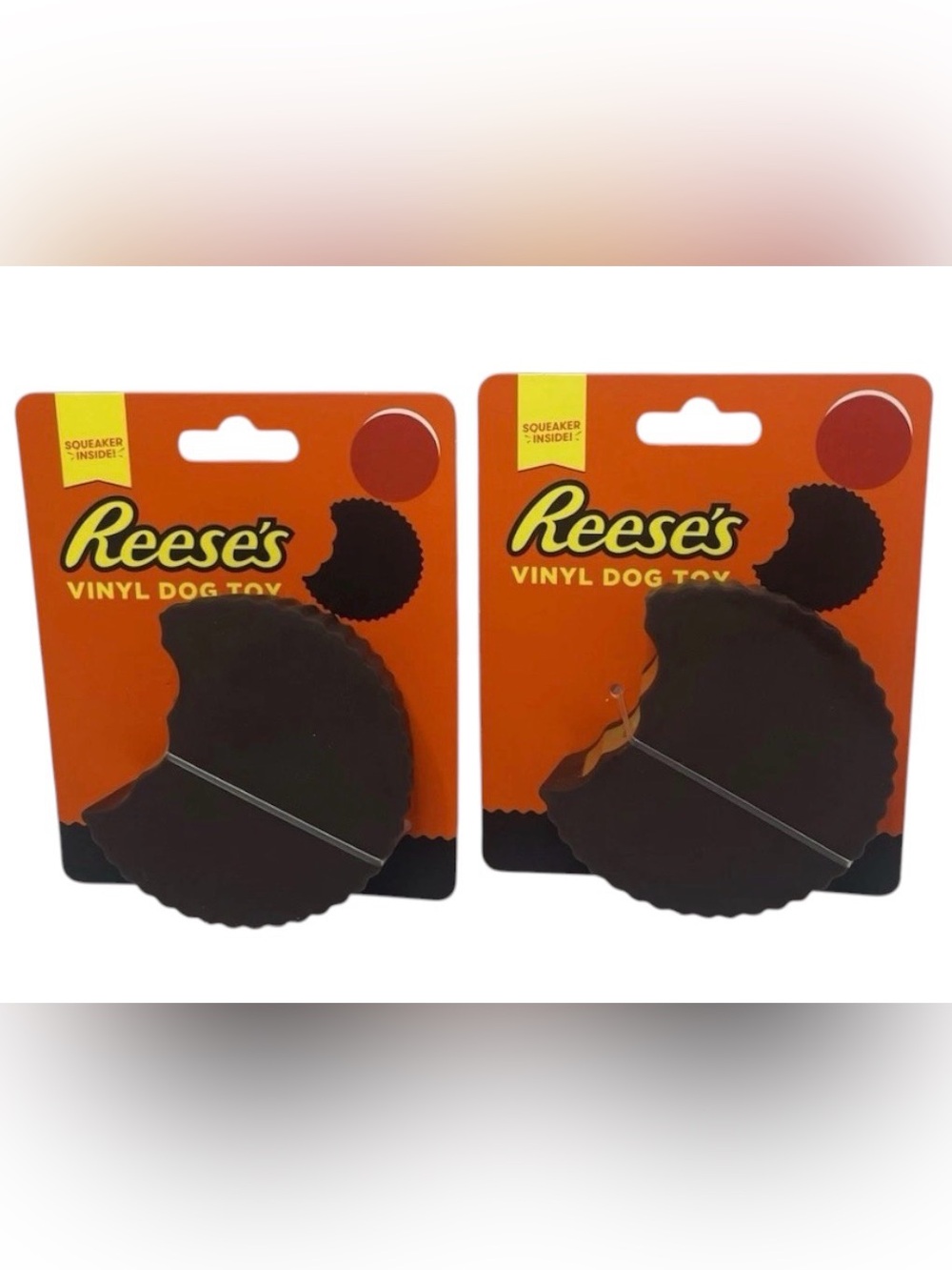 Reese’s Cup squeaky Vinyl Dog Toy - Brown